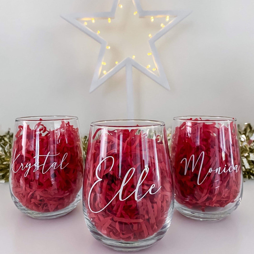 Personalised Stemless Wine Glass - Pick up/local delivery only
